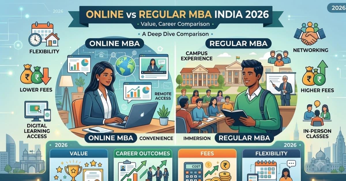 Online vs Regular MBA India 2026: Value, Career Outcomes, Fees & Flexibility
