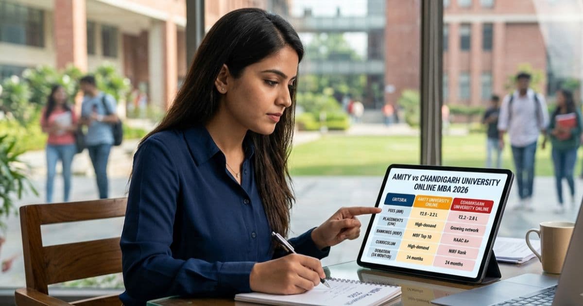 Amity vs Chandigarh University Online MBA Comparison 2026: Fees, Placements, Rankings